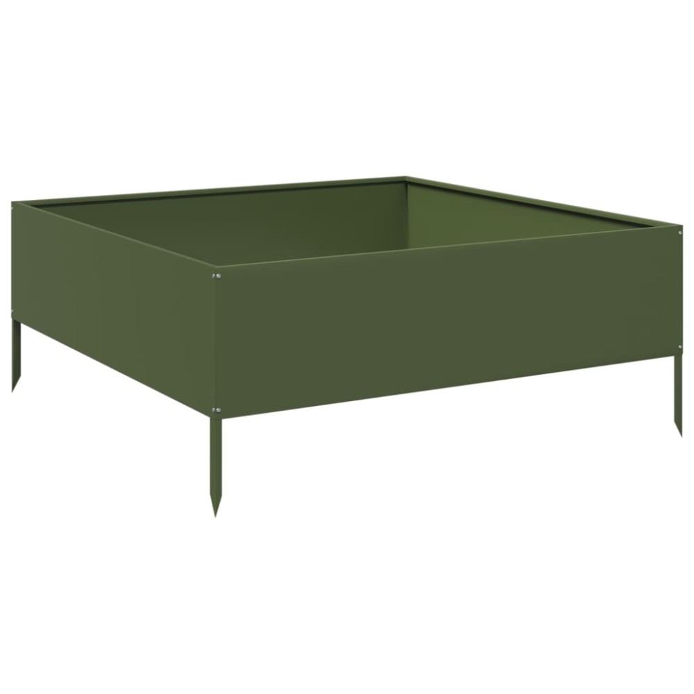 vidaXL Ζαρντινιέρα Υπερυψωμένη Λαδί 100x100x41 εκ. Ατσάλι
