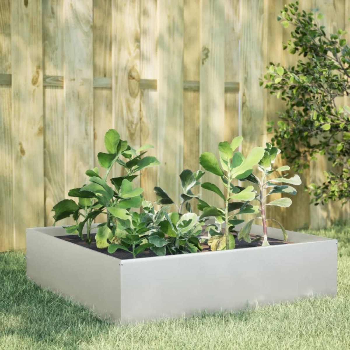 vidaXL Ζαρντινιέρα Υπερυψωμένη 100x100x41 εκ. από Ανοξείδωτο Ατσάλι