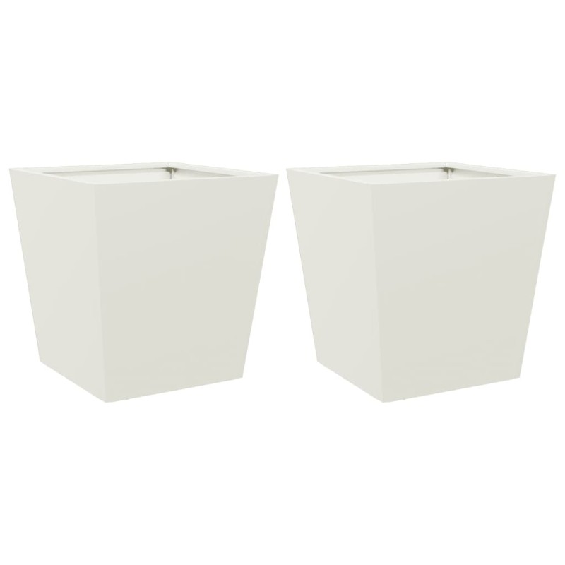 vidaXL Ζαρντινιέρες Κήπου 2 τεμ. Λευκό 40x40x40 εκ. από Ατσάλι