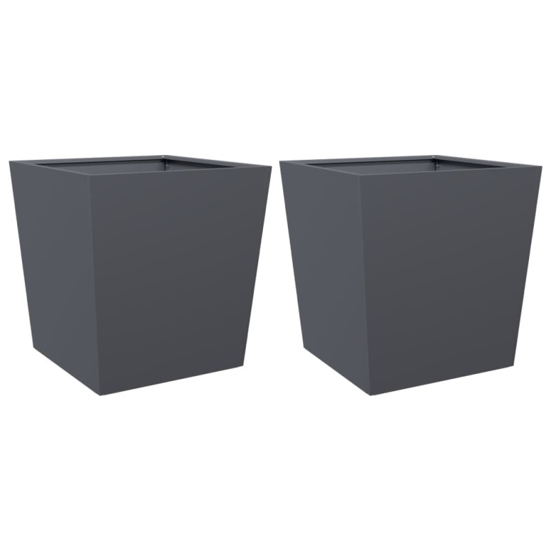 vidaXL Ζαρντινιέρες Κήπου 2 τεμ. Ανθρακί 50x50x50 εκ. από Ατσάλι