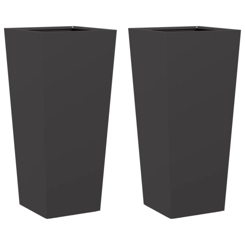 vidaXL Ζαρντινιέρες Κήπου 2 τεμ. Μαύρο 35x35x75 εκ από Ατσάλι