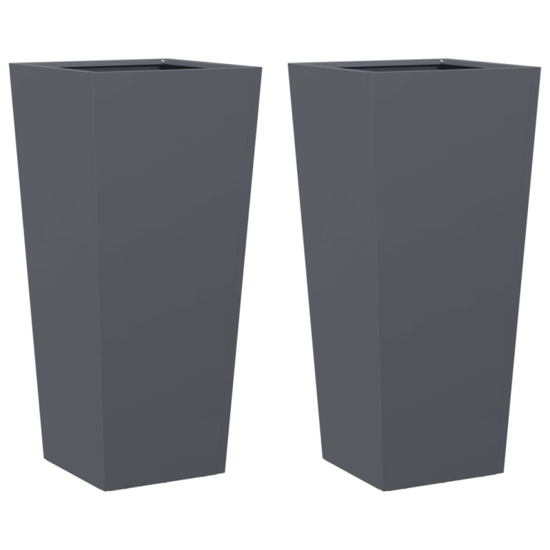 vidaXL Ζαρντινιέρες Κήπου 2 τεμ. Ανθρακί 35x35x75 εκ. από Ατσάλι
