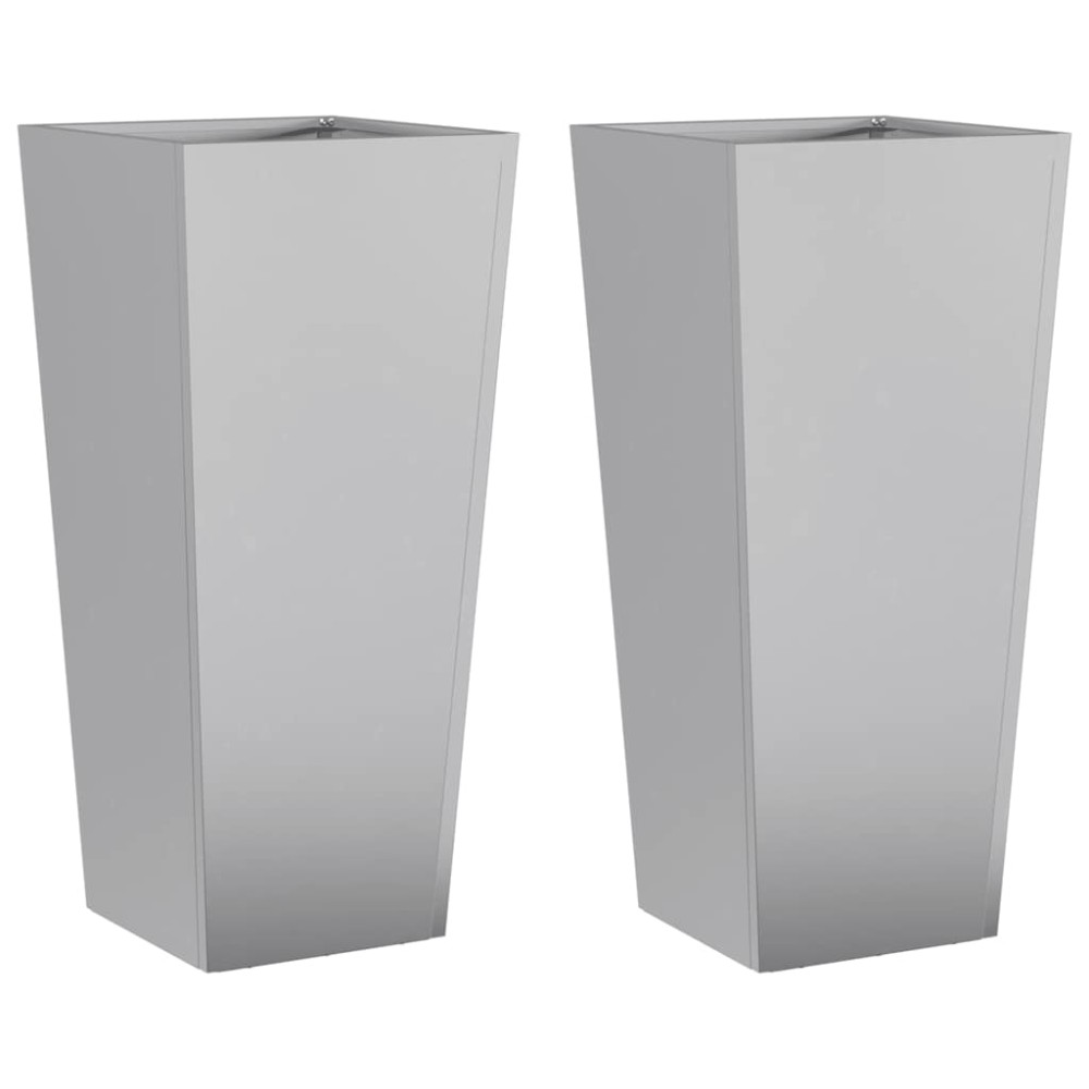 vidaXL Ζαρντινιέρες Κήπου 2 τεμ. 35x35x75 εκ. από Γαλβανισμένο Χάλυβα