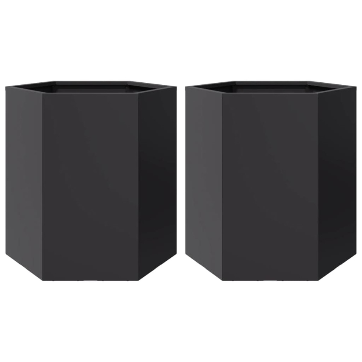 vidaXL Ζαρντινιέρες Κήπου 2τεμ. Εξάγωνη Μαύρη 46x40x45 εκ. Ατσάλι