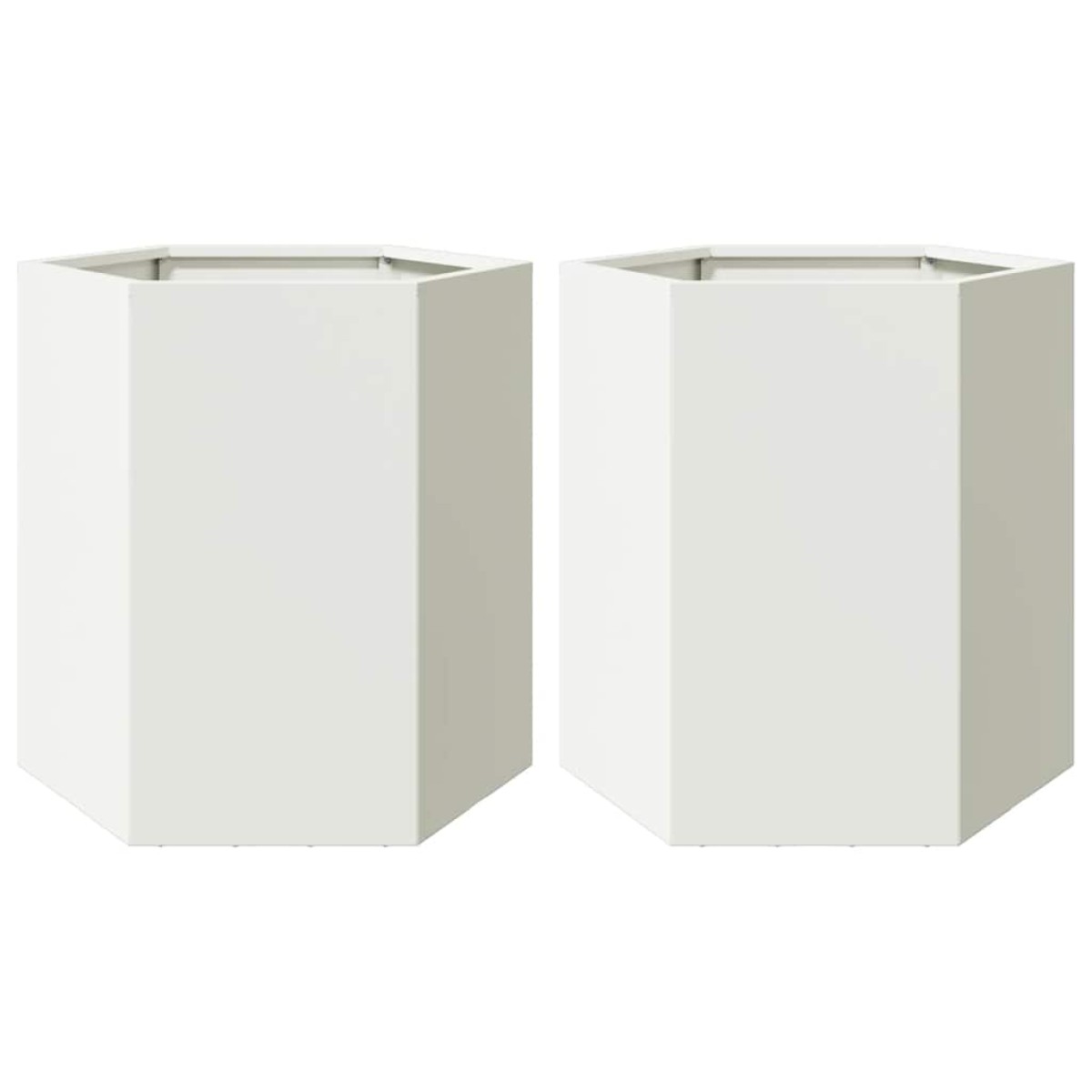 vidaXL Ζαρντινιέρες Κήπου 2τεμ. Εξάγωνη Λευκή 46x40x45 εκ. Ατσάλι