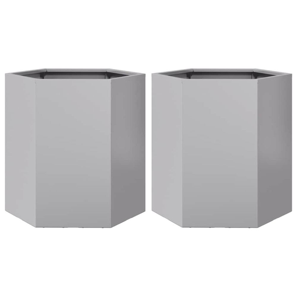 vidaXL Ζαρντινιέρες Κήπου 2τεμ Εξάγωνη 46x40x45 εκ Γαλβανισμένο Χάλυβα