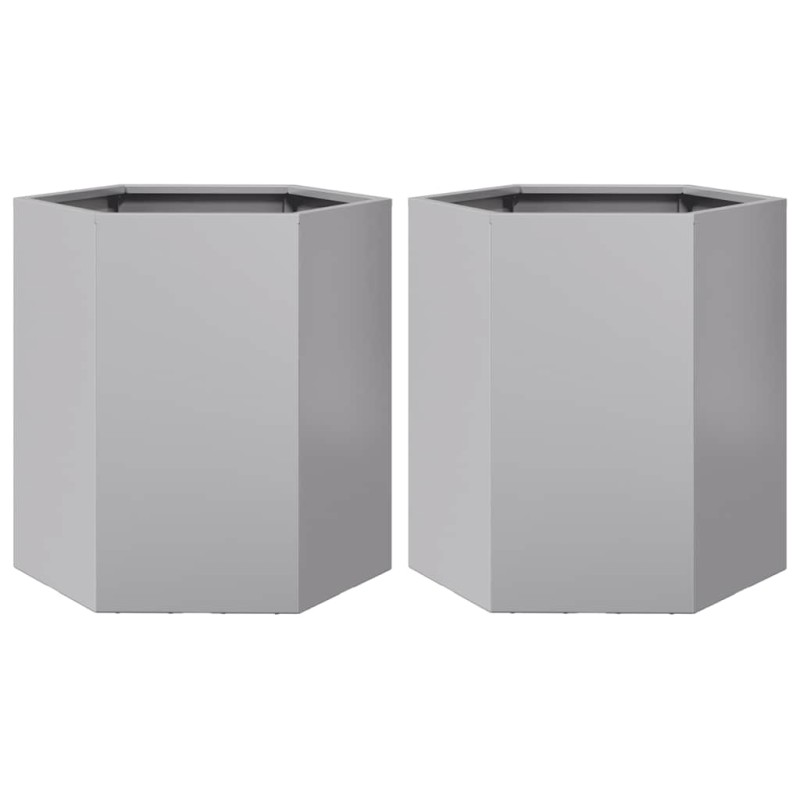 vidaXL Ζαρντινιέρες Κήπου 2τεμ Εξάγωνη 46x40x45 εκ Γαλβανισμένο Χάλυβα