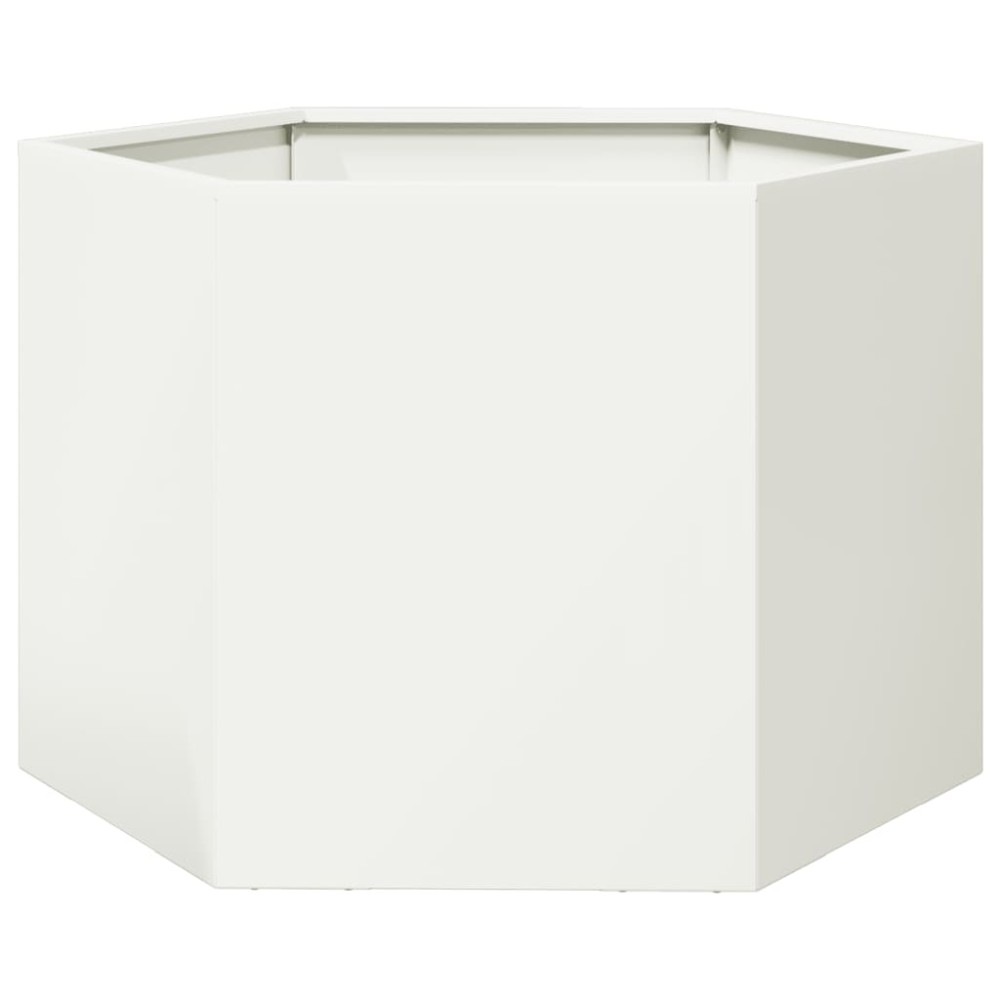 vidaXL Ζαρντινιέρα Κήπου Εξάγωνη Λευκή 69x60x45 εκ. Ατσάλι