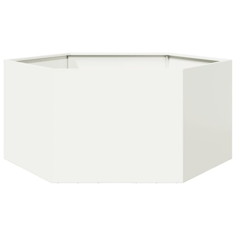 vidaXL Ζαρντινιέρα Κήπου Εξάγωνη Λευκή 104x90x45 εκ. Ατσάλι