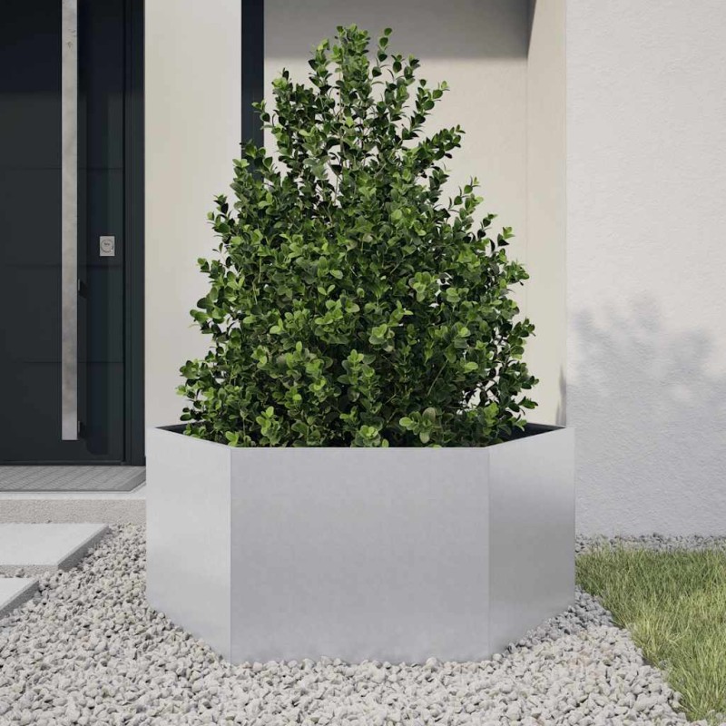 vidaXL Ζαρντινιέρα Κήπου Εξάγωνη 104x90x45 εκ. Γαλβανισμένο Χάλυβα