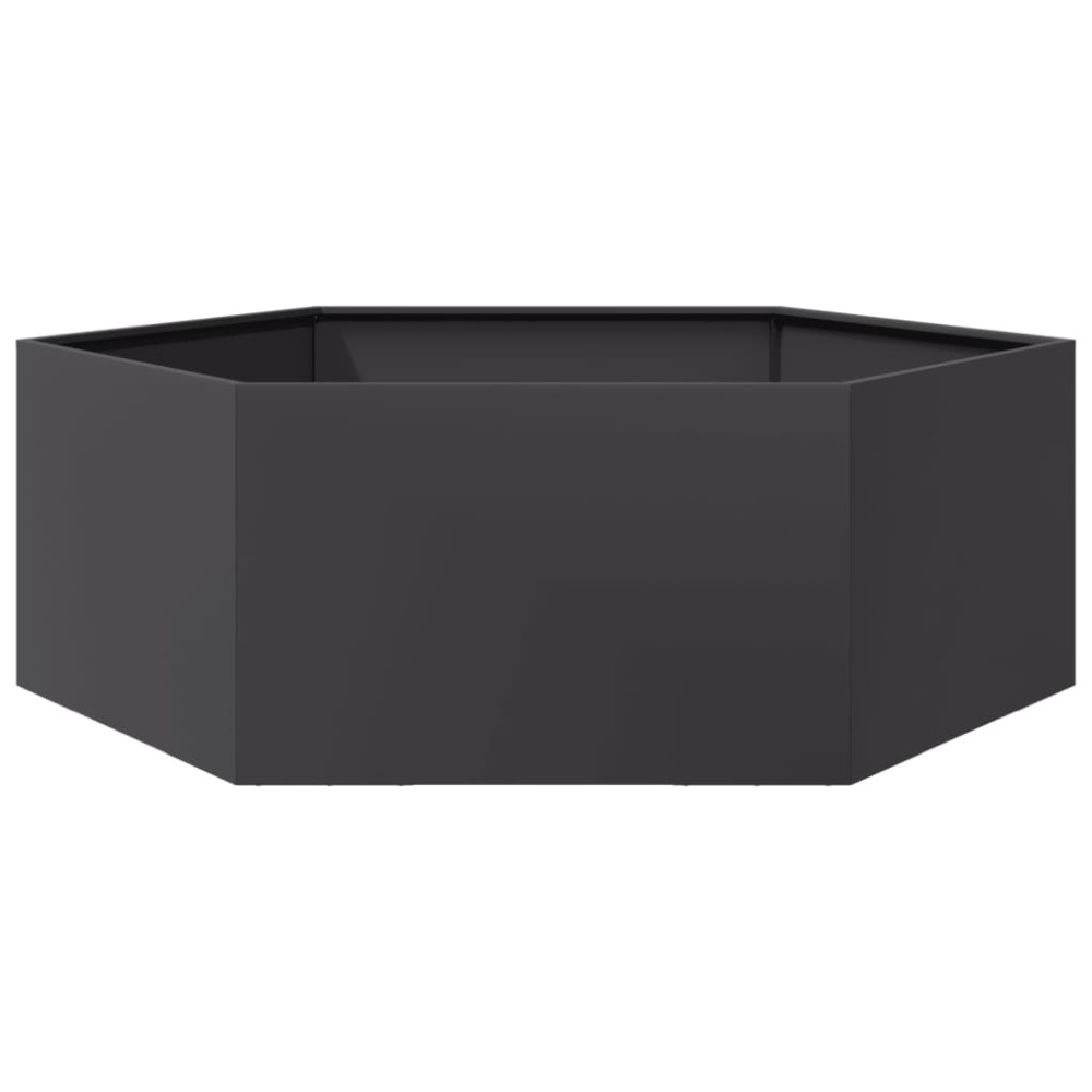 vidaXL Ζαρντινιέρα Κήπου Εξάγωνη Μαύρη 138x120x45 εκ. Ατσάλι