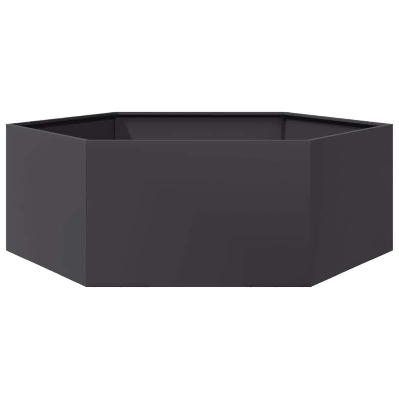 vidaXL Ζαρντινιέρα Κήπου Εξάγωνη Μαύρη 138x120x45 εκ. Ατσάλι