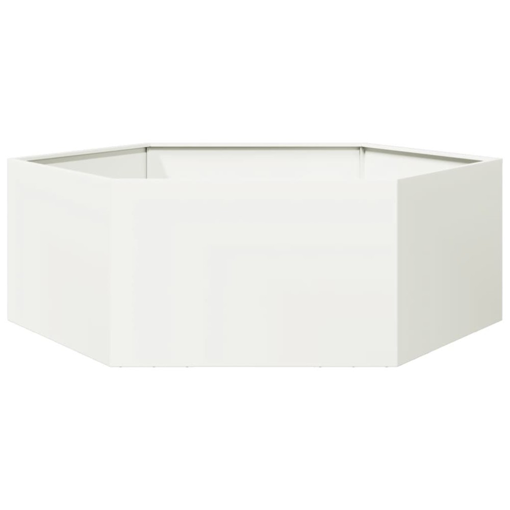 vidaXL Ζαρντινιέρα Κήπου Εξάγωνη Λευκή 138x120x45 εκ. Ατσάλι