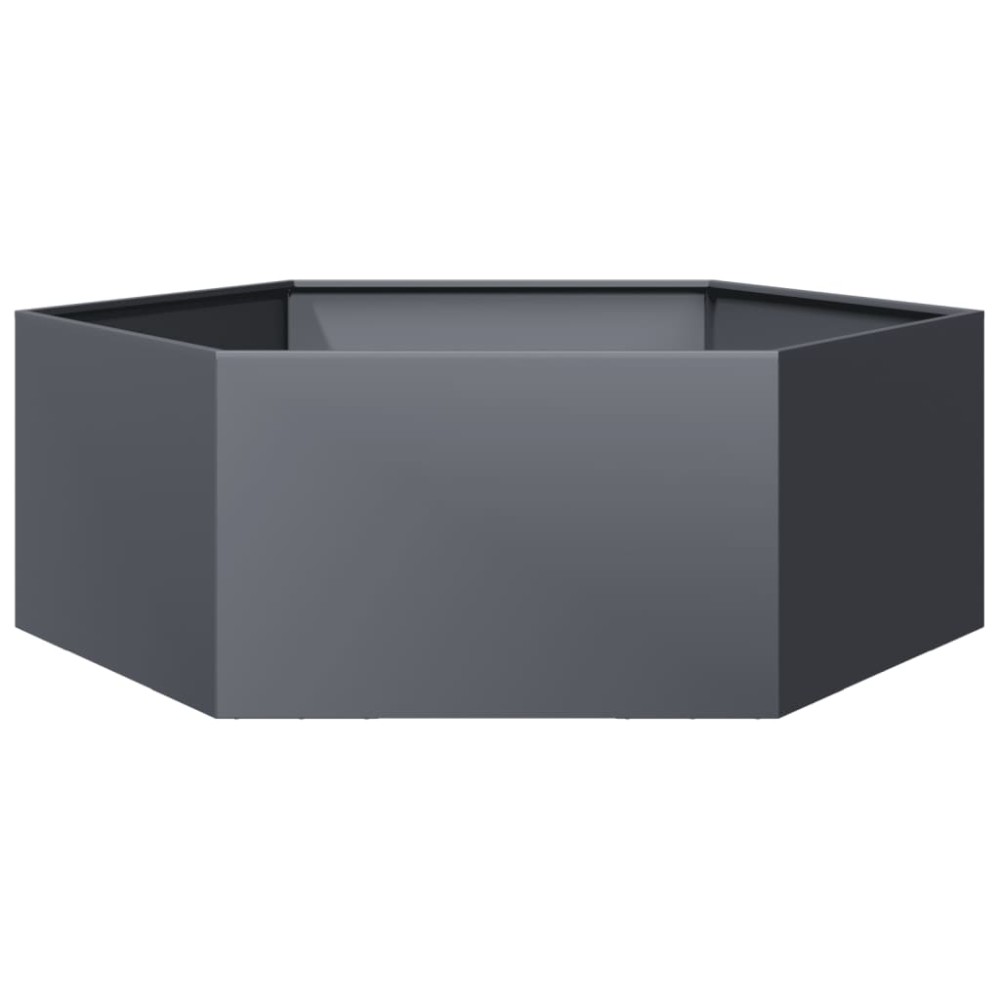 vidaXL Ζαρντινιέρα Κήπου Εξάγωνη Ανθρακί 138x120x45 εκ. Ατσάλι