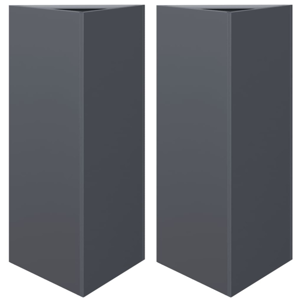 vidaXL Ζαρντινιέρες Κήπου 2 τεμ. Ανθρακί Τρίγωνο 40x34,5x75 εκ. Ατσάλι