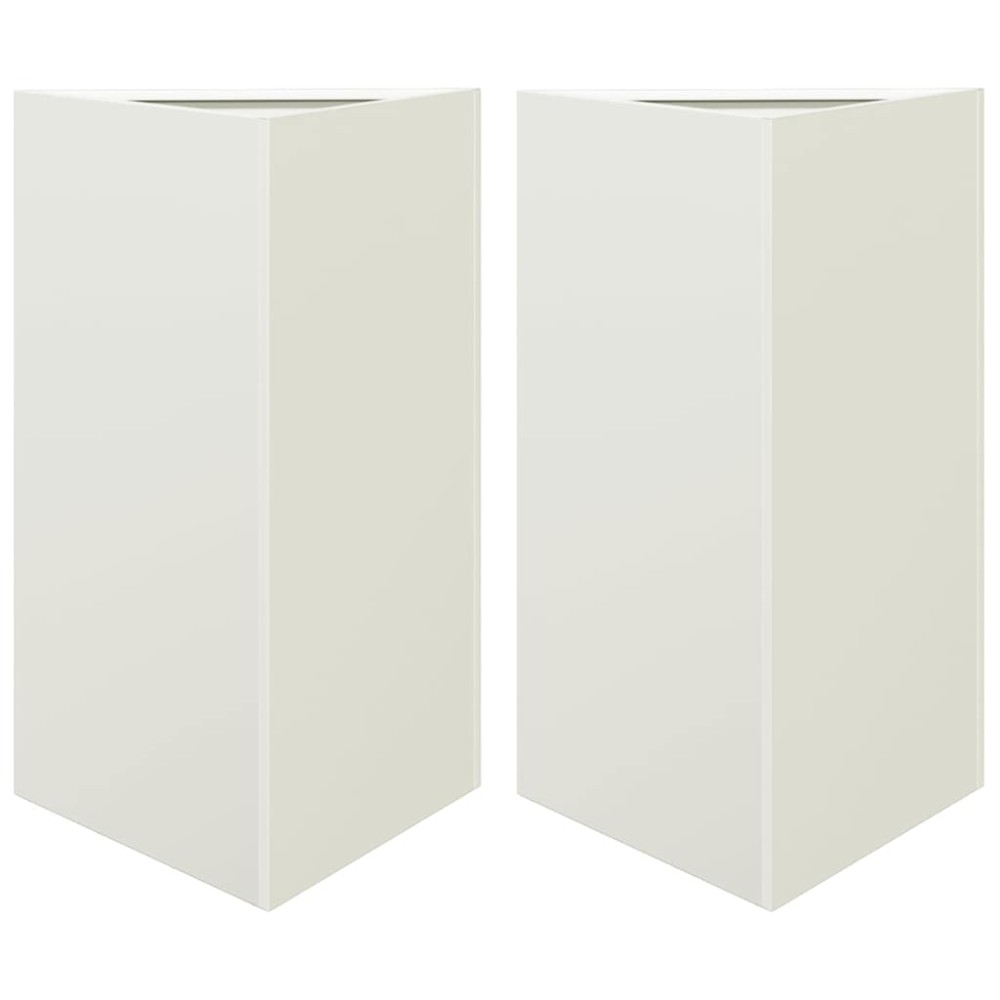 vidaXL Ζαρντινιέρες Κήπου 2 τεμ. Λευκό Τρίγωνο 50x43x75 εκ. από Ατσάλι
