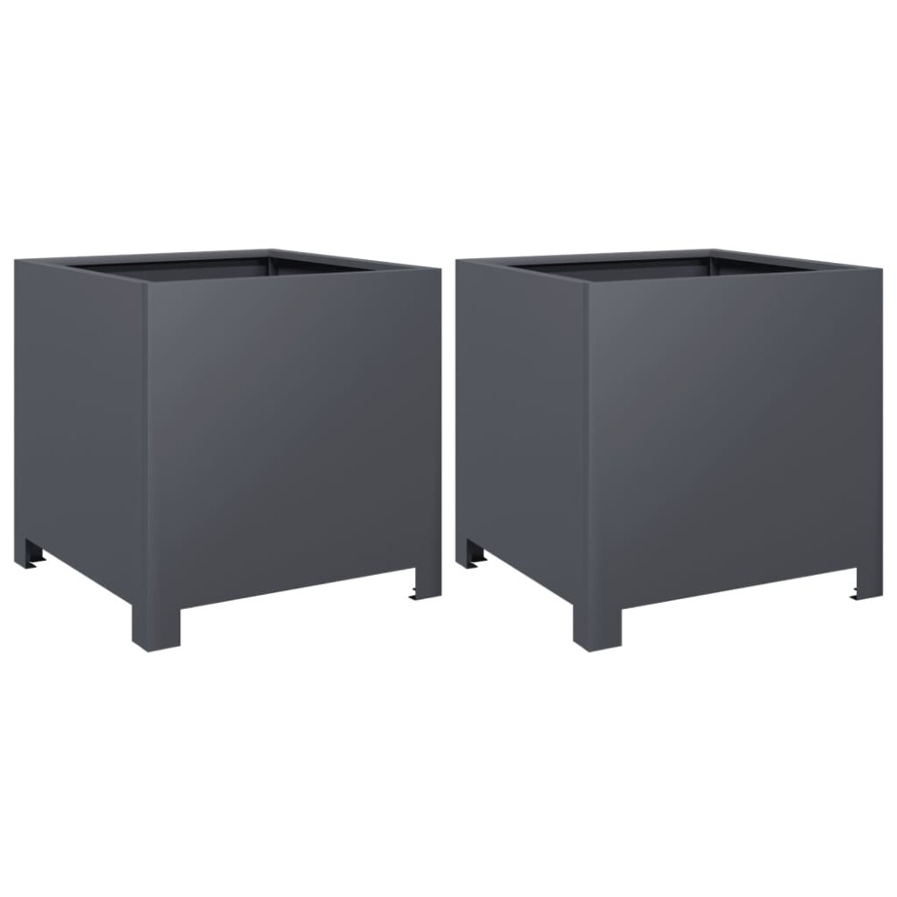 vidaXL Ζαρντινιέρες Κήπου 2 τεμ. Ανθρακί 40x40x40 εκ. από Ατσάλι