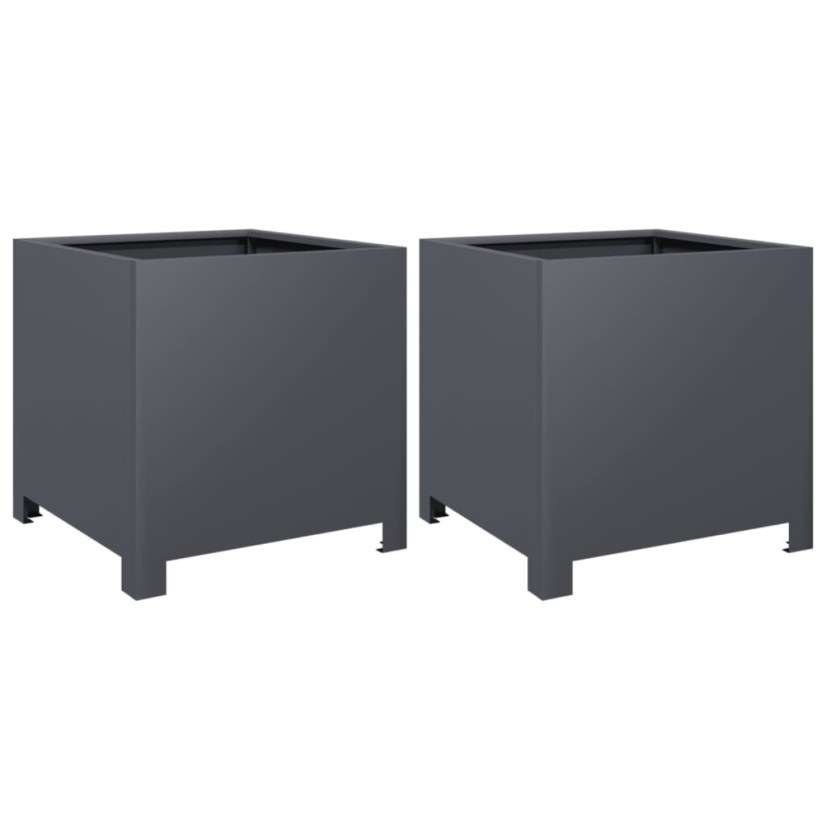 vidaXL Ζαρντινιέρες Κήπου 2 τεμ. Ανθρακί 40x40x40 εκ. από Ατσάλι