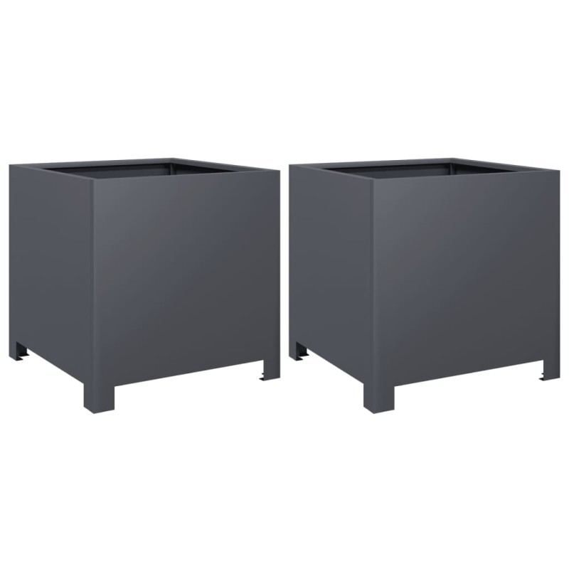 vidaXL Ζαρντινιέρες Κήπου 2 τεμ. Ανθρακί 40x40x40 εκ. από Ατσάλι