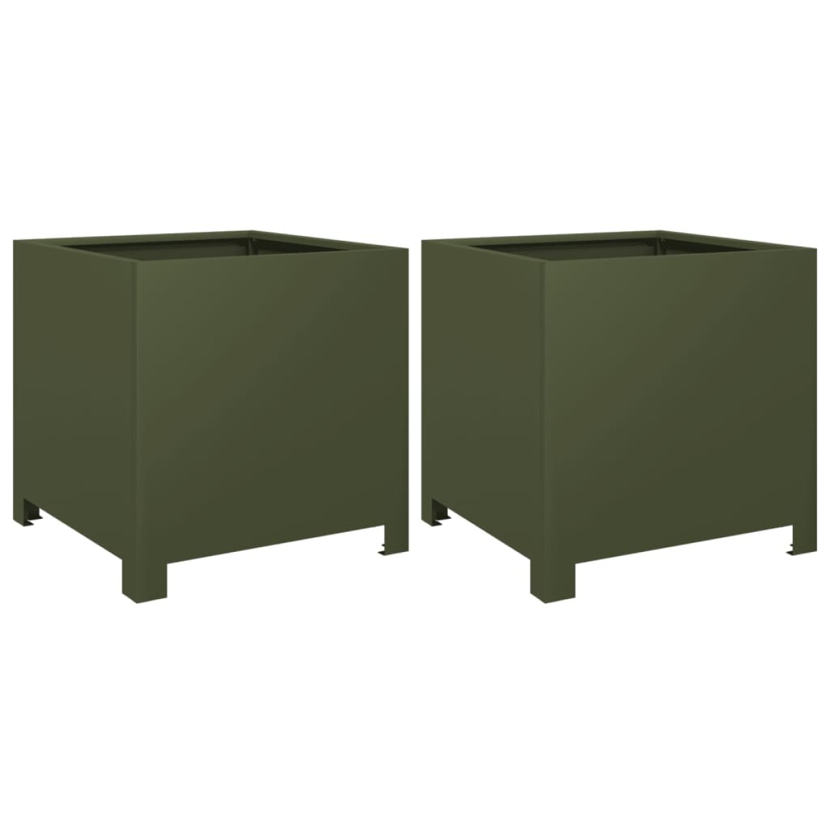 vidaXL Ζαρντινιέρες Κήπου 2 τεμ. Λαδί 40x40x40 εκ. από Ατσάλι