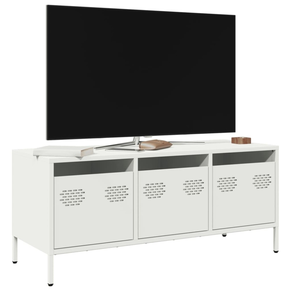 vidaXL Έπιπλο Τηλεόρασης Λευκό 101,5x39x43,5 εκ. Ατσάλι Ψυχρής Έλασης