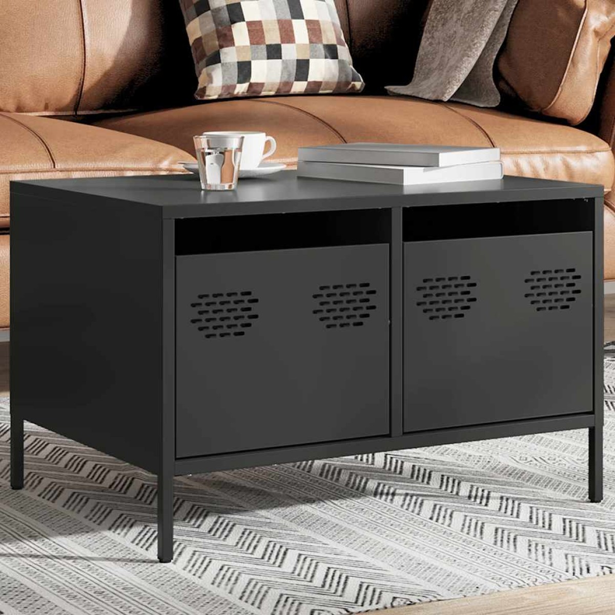vidaXL Έπιπλο Τηλεόρασης Μαύρο 68x50x43,5 εκ. Χάλυβας Ψυχρής Έλασης