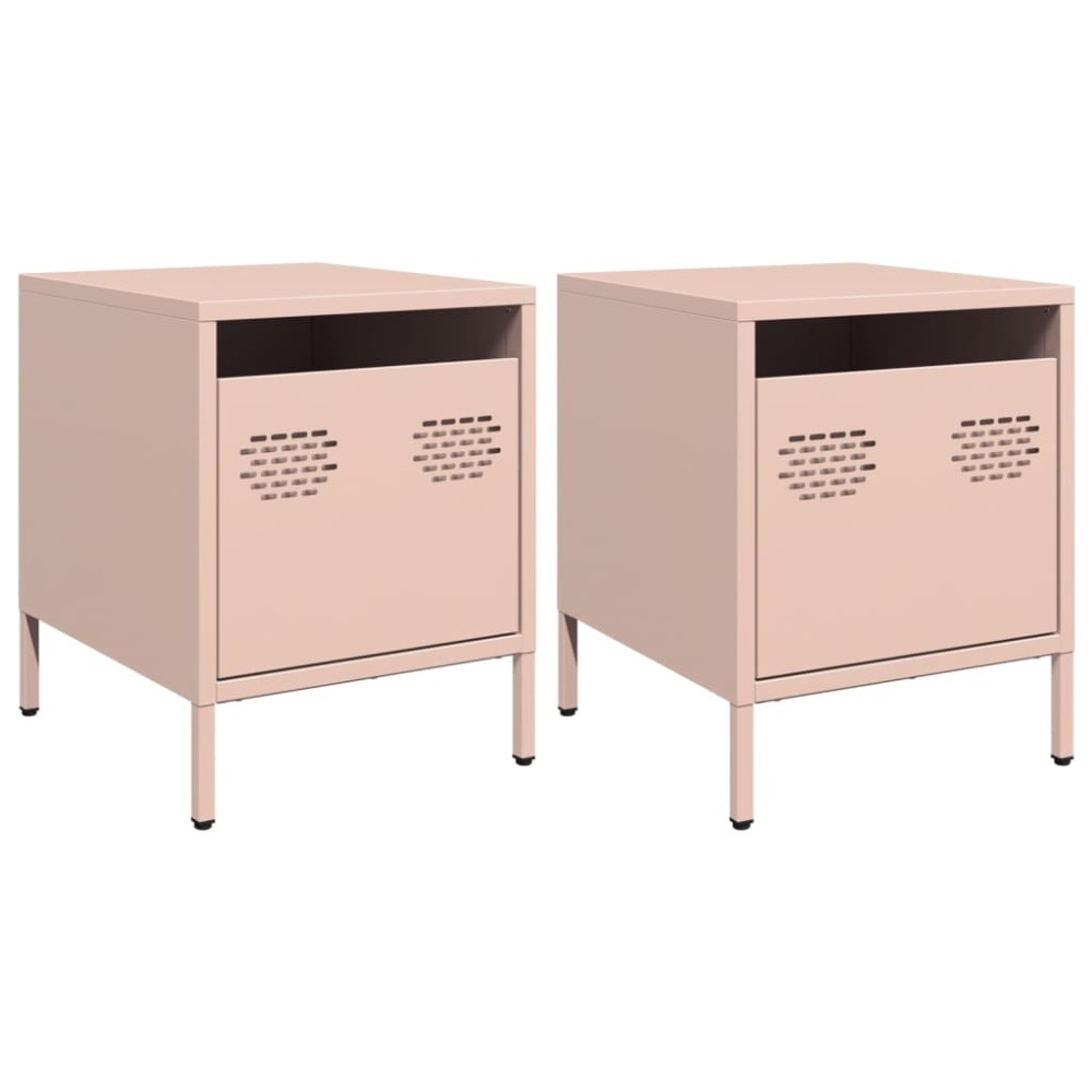 vidaXL Κομοδίνα 2 τεμ. Ροζ 35x39x43,5 εκ. από Χάλυβα