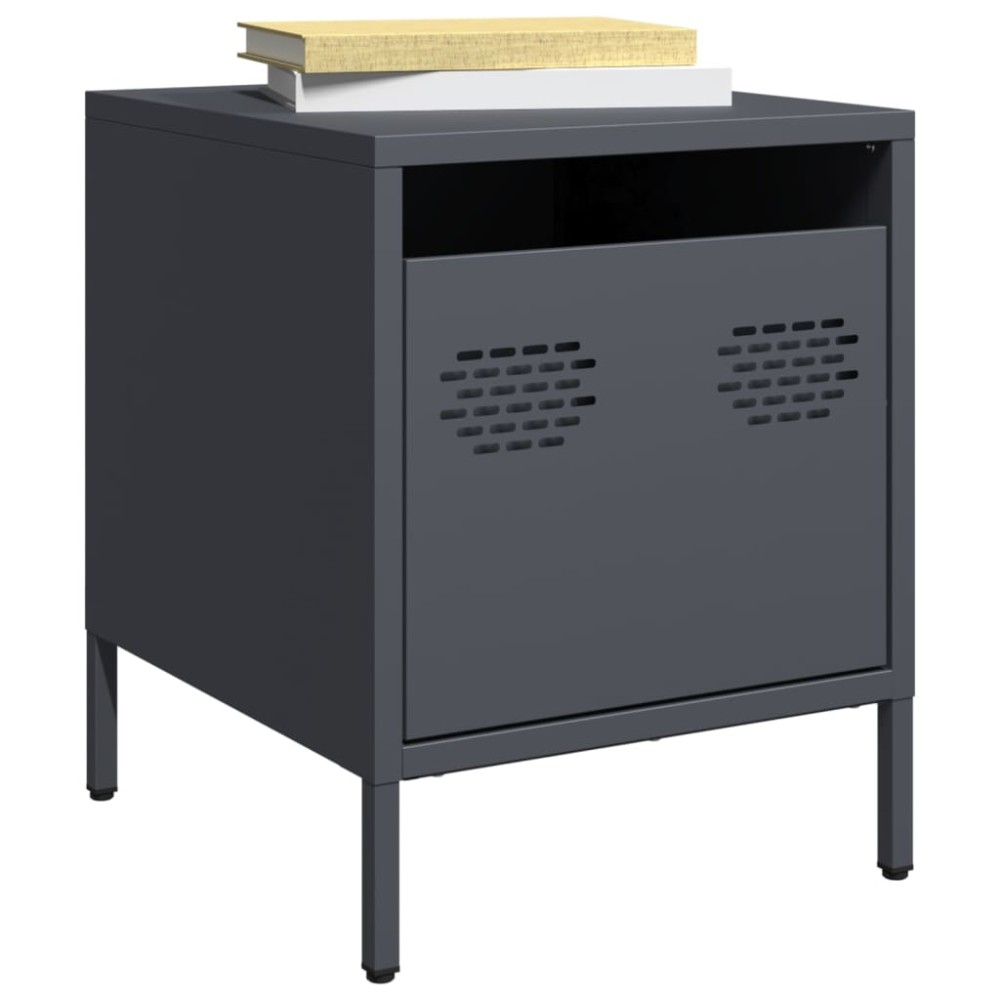 vidaXL Κομοδίνα 2 τεμ. Ανθρακί 35x39x43,5 εκ. από Χάλυβα