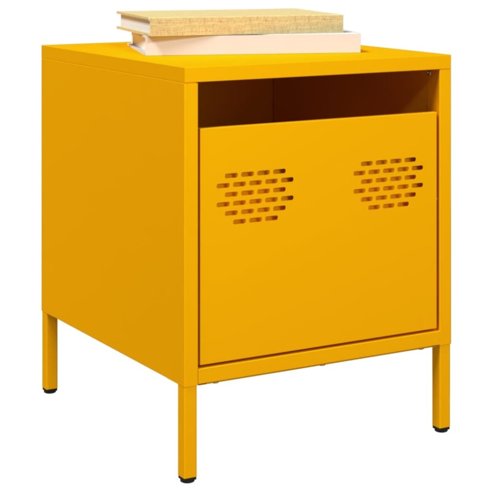 vidaXL Κομοδίνα 2 τεμ. Μουσταρδί 35x39x43,5 εκ. από Χάλυβα