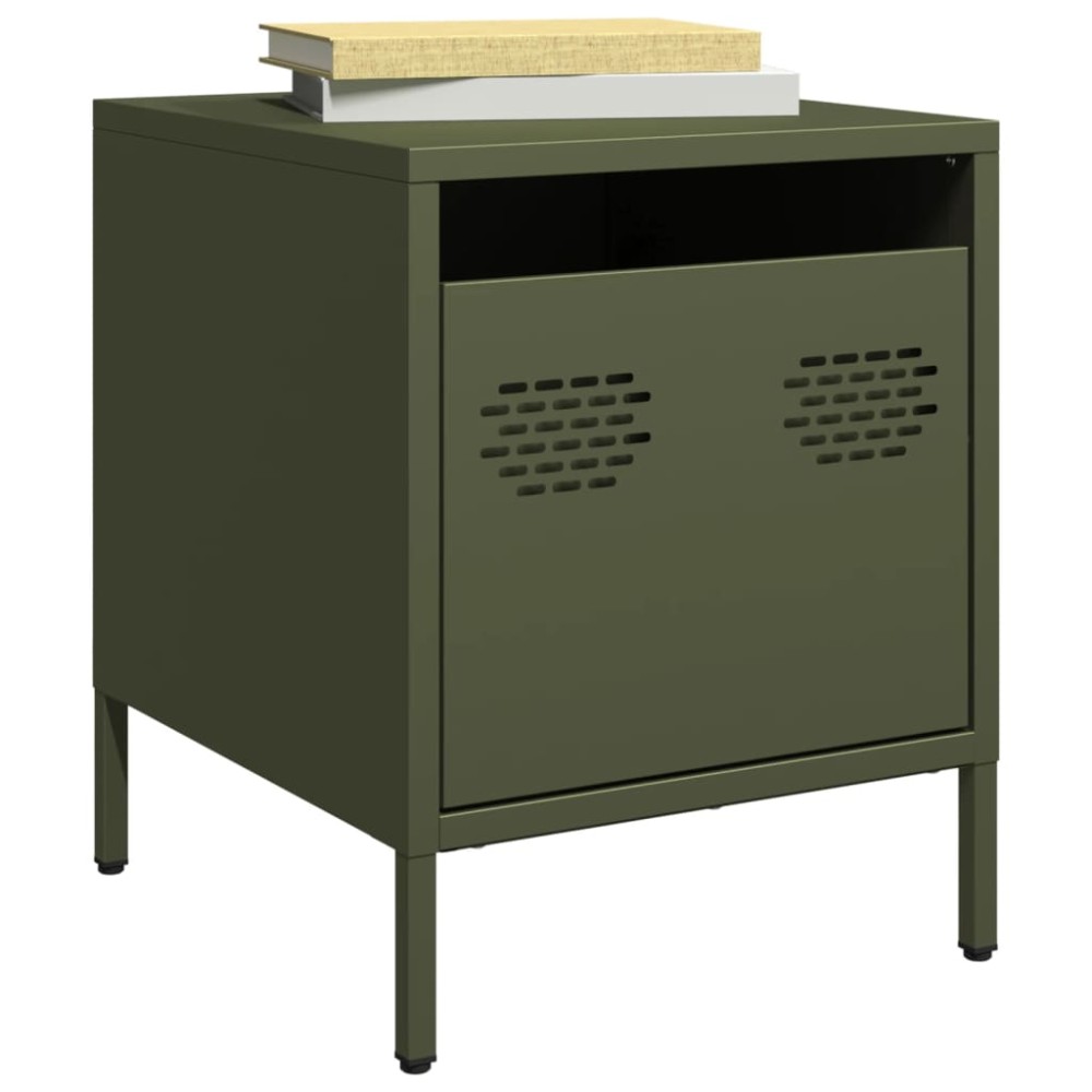vidaXL Κομοδίνα 2 τεμ. Πράσινο Λαδί 35x39x43,5 εκ. από Χάλυβα