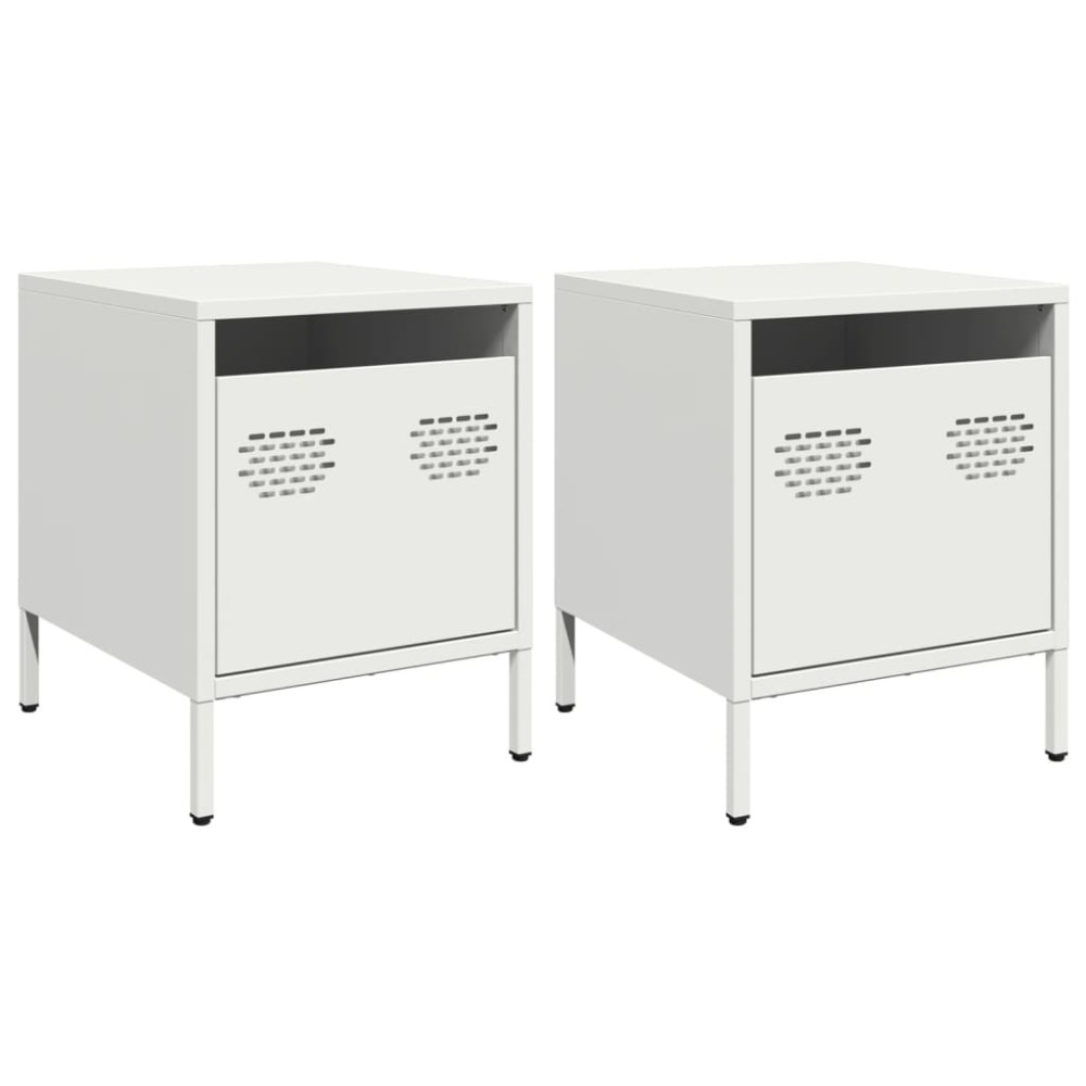 vidaXL Κομοδίνα 2 τεμάχια Λευκό 35x39x43,5 cm Ατσάλι