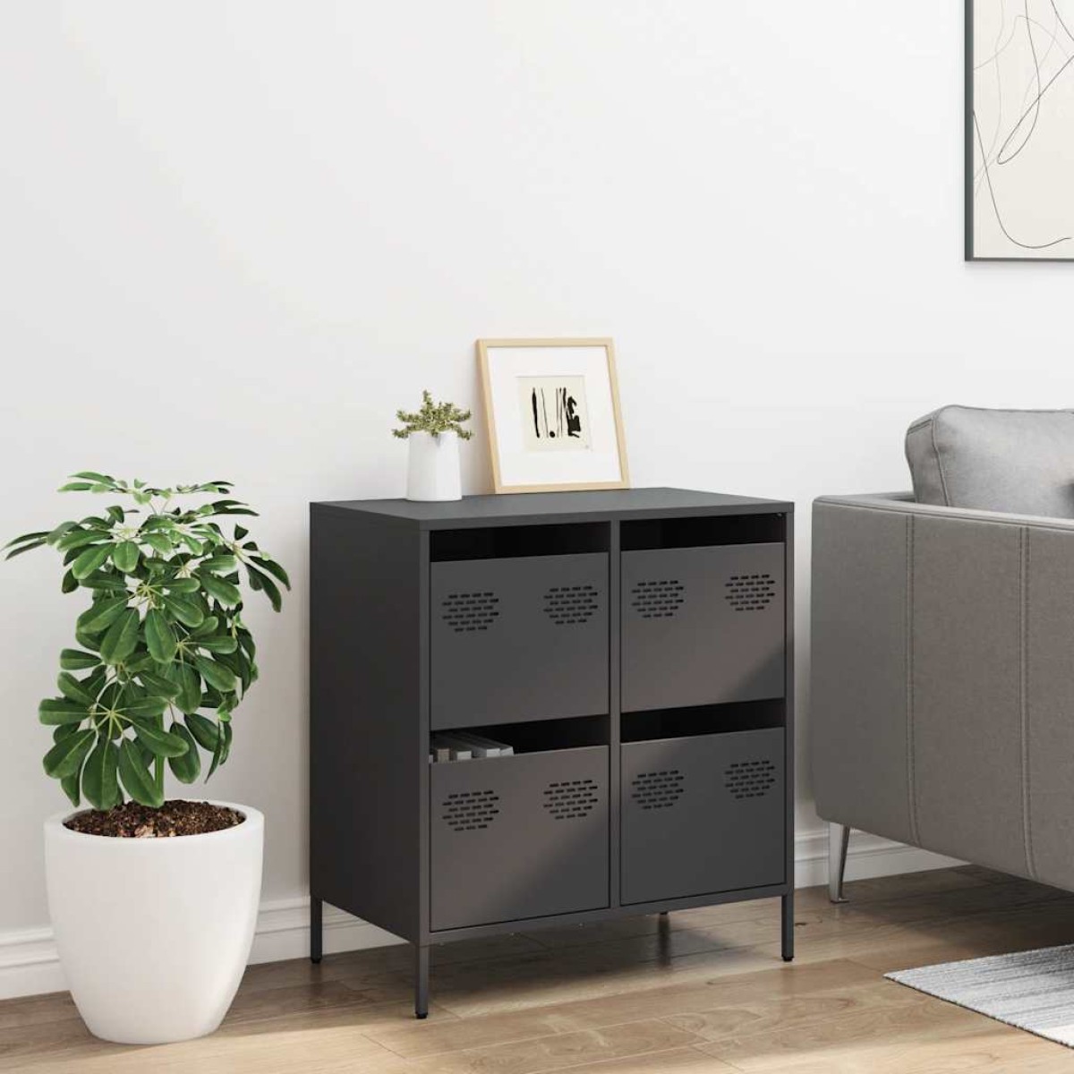 vidaXL Ντουλάπι Μαύρο 68x39x73,5 εκ. από Χάλυβα Ψυχρής Έλασης