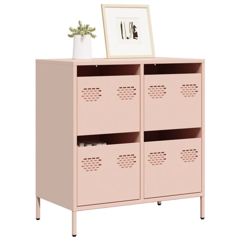 vidaXL Ντουλάπι Ροζ 68x39x73,5 εκ. από Χάλυβα Ψυχρής Έλασης