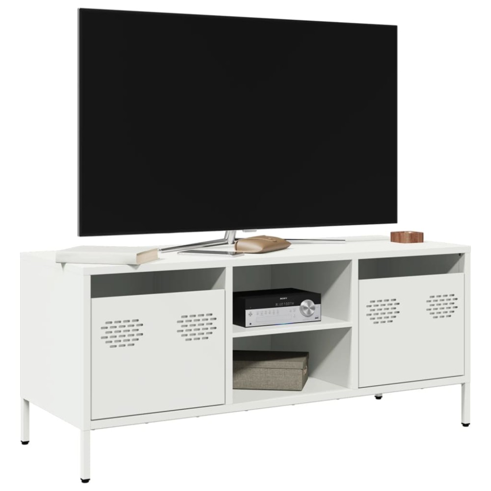 vidaXL Έπιπλο Τηλεόρασης Λευκό 101,5x39x43,5 εκ. Ατσάλι Ψυχρής Έλασης
