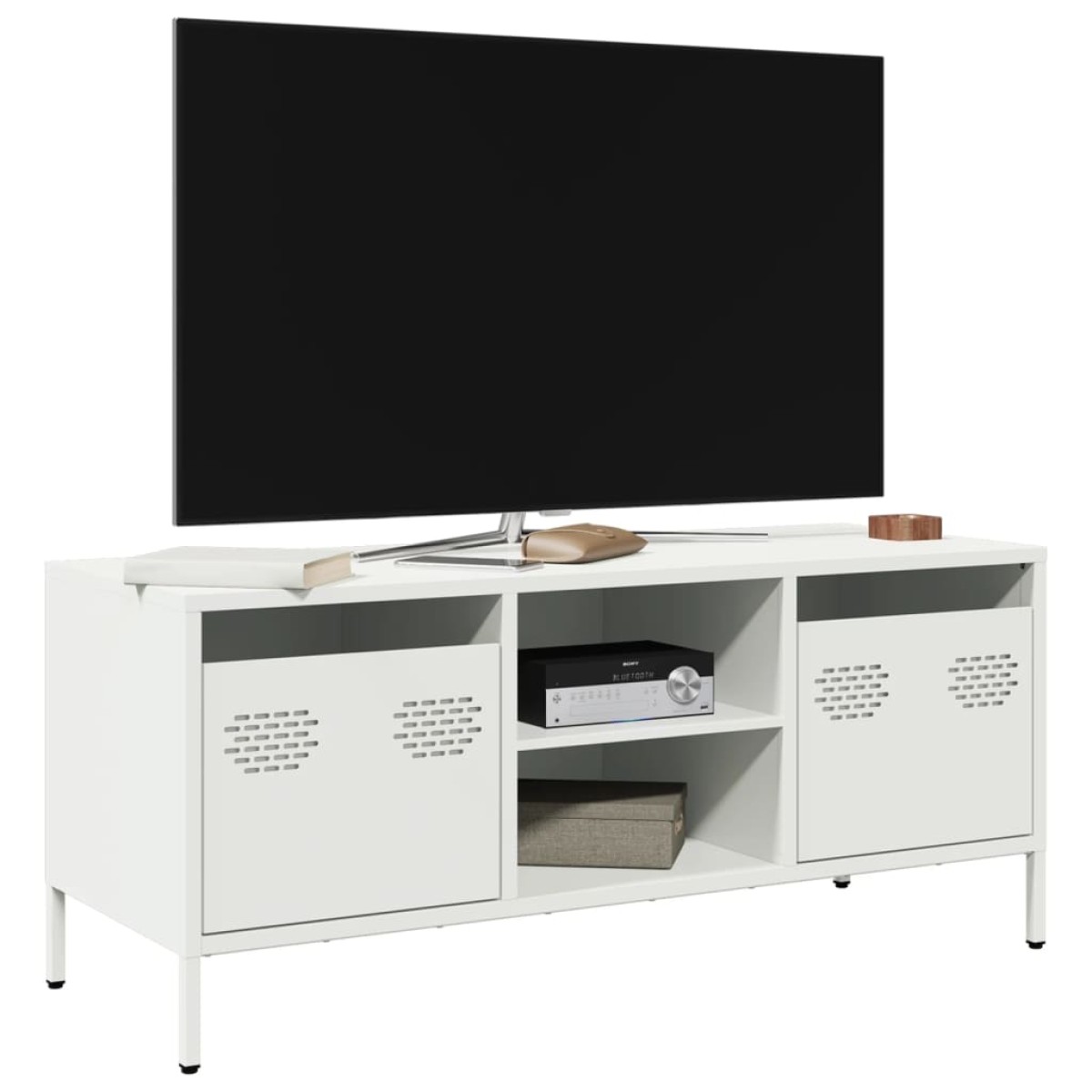 vidaXL Έπιπλο Τηλεόρασης Λευκό 101,5x39x43,5 εκ. Ατσάλι Ψυχρής Έλασης