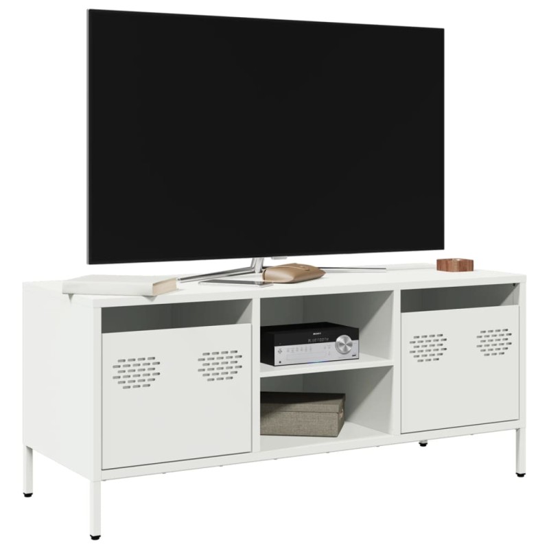 vidaXL Έπιπλο Τηλεόρασης Λευκό 101,5x39x43,5 εκ. Ατσάλι Ψυχρής Έλασης