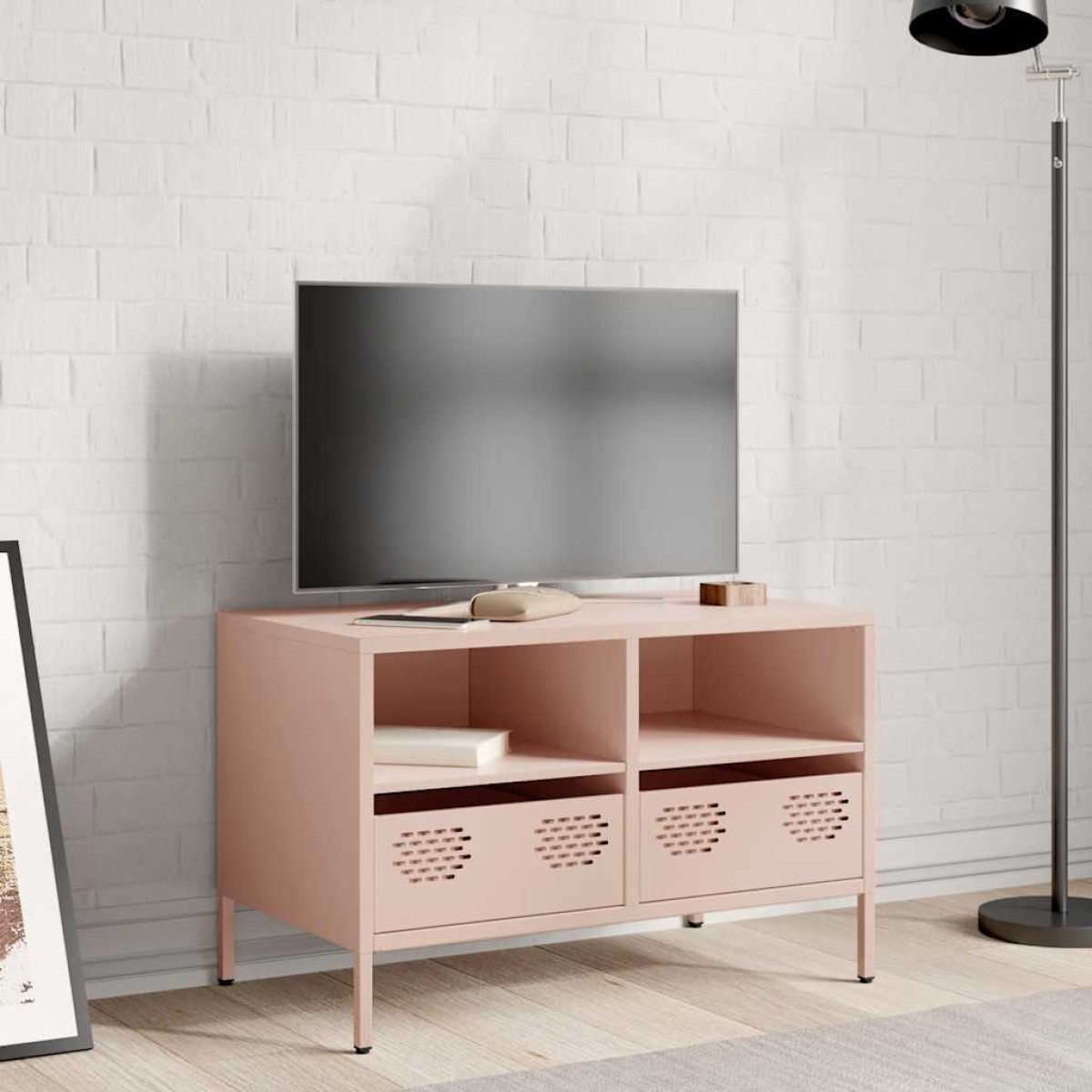 vidaXL Έπιπλο Τηλεόρασης Ροζ 68 x 39 x 43,5 εκ. Χάλυβας Ψυχρής Έλασης