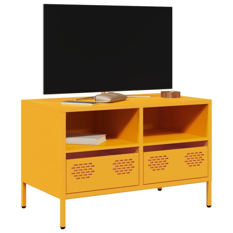 vidaXL Έπιπλο Τηλεόρασης Μουσταρδί 68x39x43,5 εκ. Ατσάλι Ψυχρής Έλασης