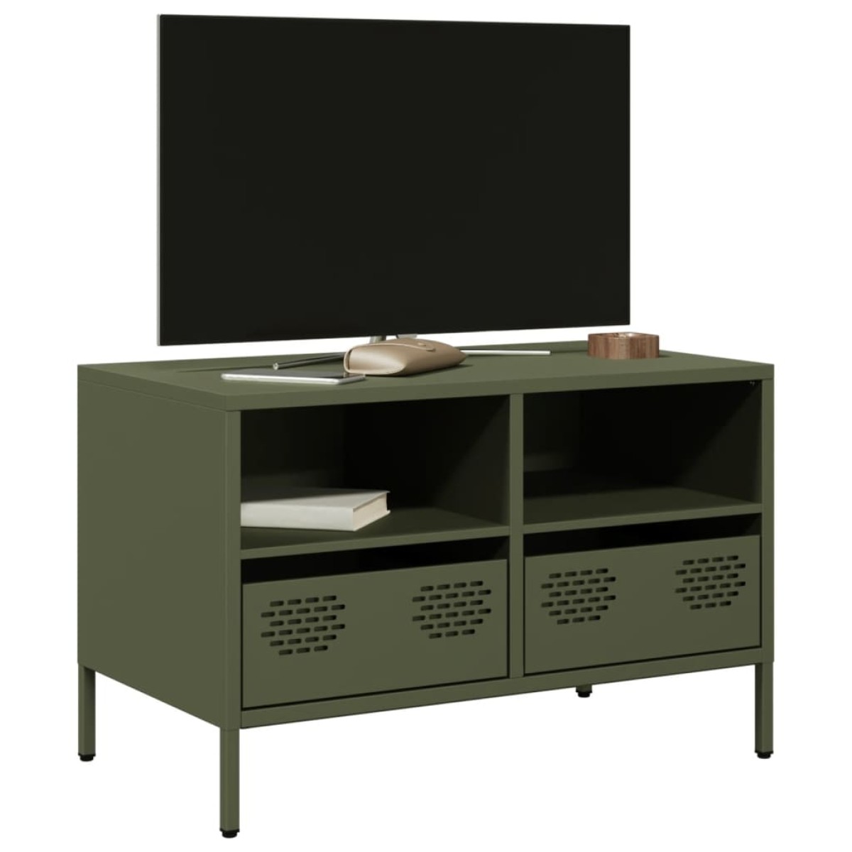 vidaXL Έπιπλο Τηλεόρασης Λαδί 68 x 39 x 43,5 εκ. Χάλυβας Ψυχρής Έλασης