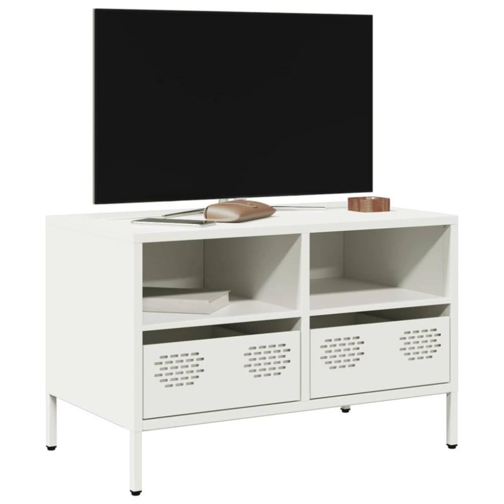 vidaXL Έπιπλο Τηλεόρασης Λευκό 68x39x43,5 εκ. Ατσάλι Ψυχρής Έλασης