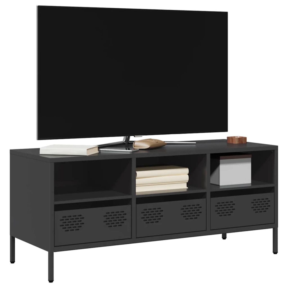 vidaXL Έπιπλο Τηλεόρασης Μαύρο 101,5x39x43,5 εκ. Ατσάλι Ψυχρής Έλασης