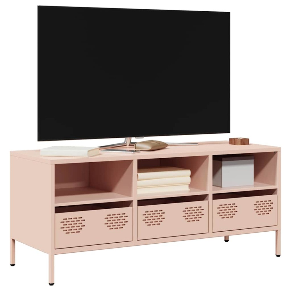 vidaXL Έπιπλο Τηλεόρασης Ροζ 101,5x39x43,5 εκ. Ατσάλι Ψυχρής Έλασης