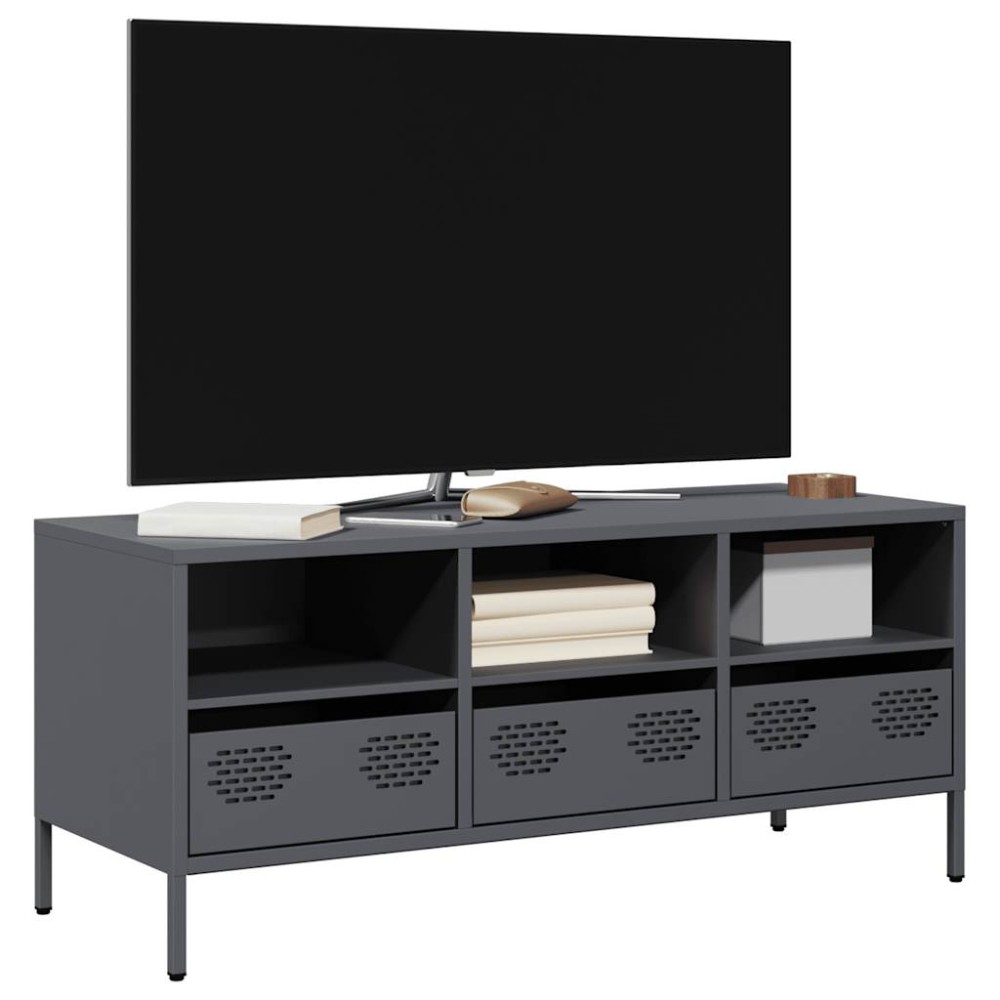 vidaXL Έπιπλο Τηλεόρασης Ανθρακί 101,5x39x43,5εκ. Ατσάλι Ψυχρής Έλασης