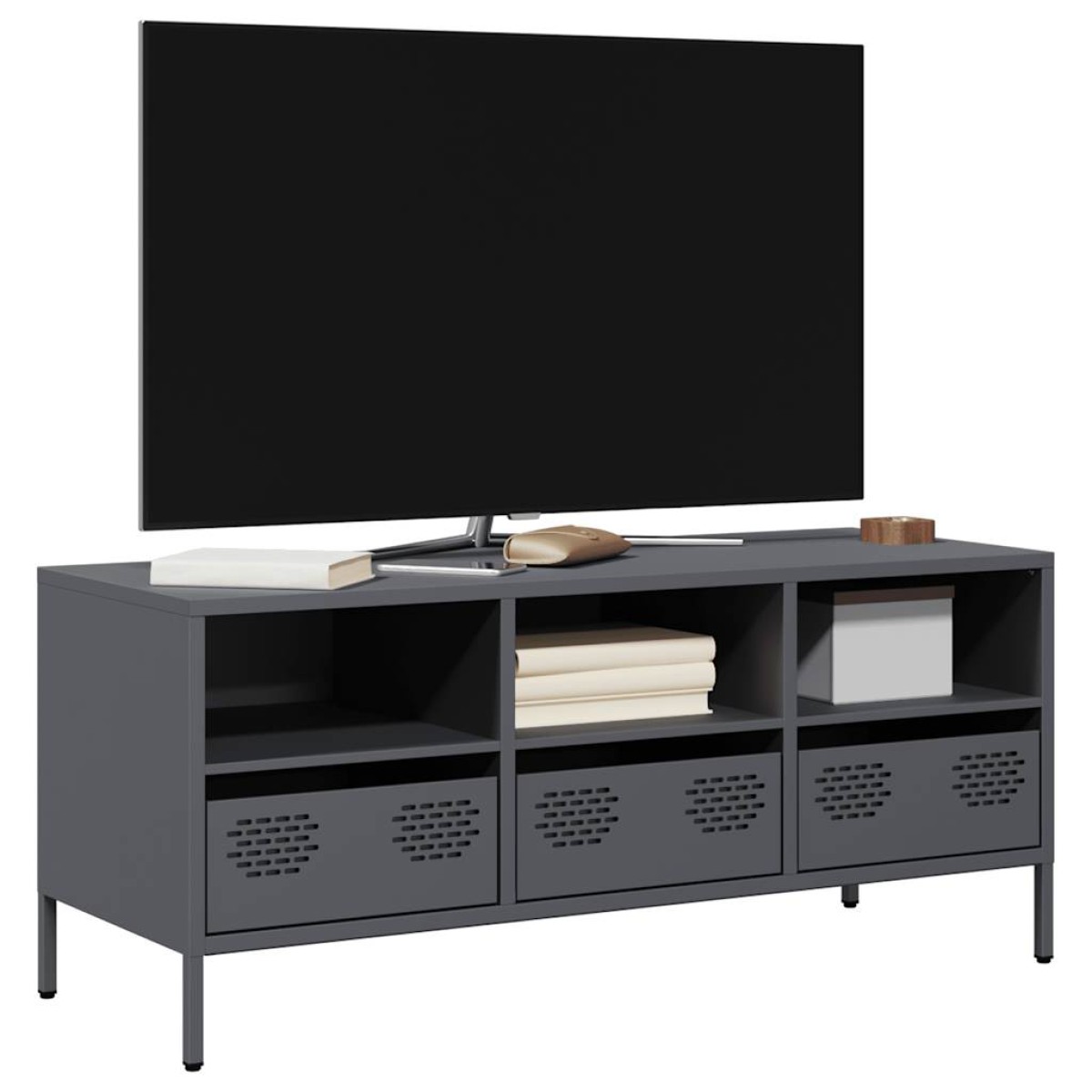 vidaXL Έπιπλο Τηλεόρασης Ανθρακί 101,5x39x43,5εκ. Ατσάλι Ψυχρής Έλασης