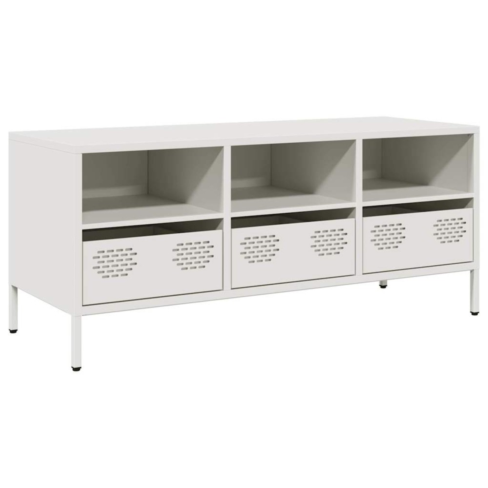 vidaXL Έπιπλο Τηλεόρασης Λευκό 101,5x39x43,5 εκ. Ατσάλι Ψυχρής Έλασης
