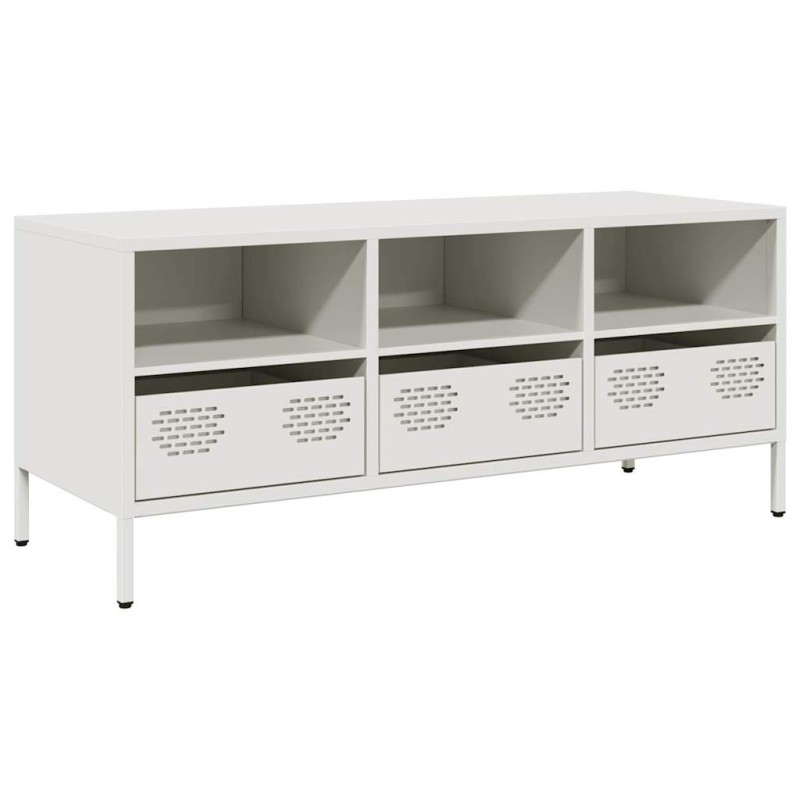 vidaXL Έπιπλο Τηλεόρασης Λευκό 101,5x39x43,5 εκ. Ατσάλι Ψυχρής Έλασης