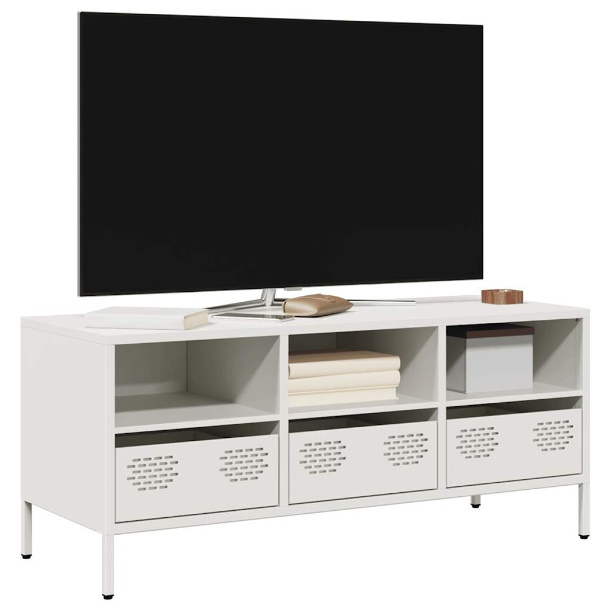 vidaXL Έπιπλο Τηλεόρασης Λευκό 101,5x39x43,5 εκ. Ατσάλι Ψυχρής Έλασης