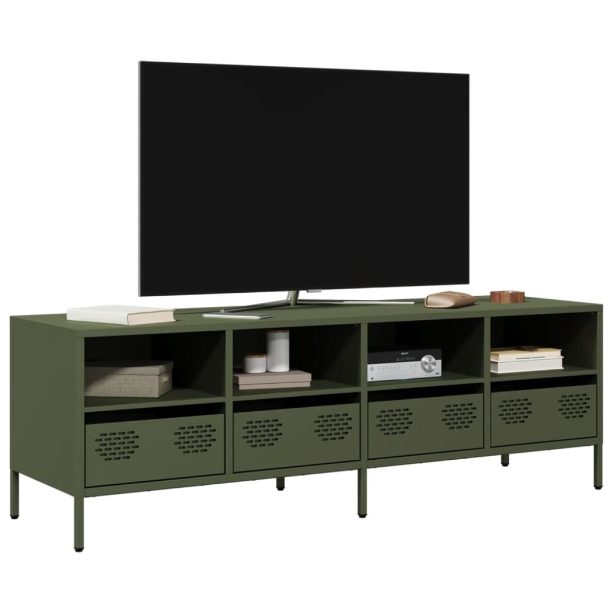 vidaXL Έπιπλο Τηλεόρασης Λαδί 135x39x43,5 εκ. Ατσάλι Ψυχρής Έλασης