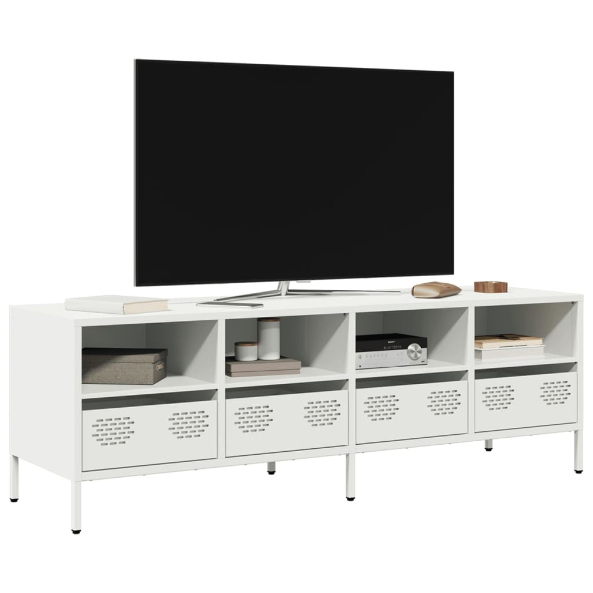vidaXL Έπιπλο Τηλεόρασης Λευκό 135x39x43,5 εκ. Ατσάλι Ψυχρής Έλασης