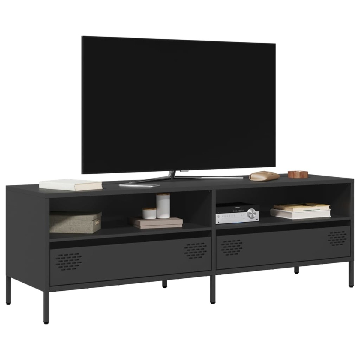 vidaXL Έπιπλο Τηλεόρασης Μαύρο 135x39x43,5 εκ. Ατσάλι Ψυχρής Έλασης